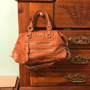 Brown leather coach purse